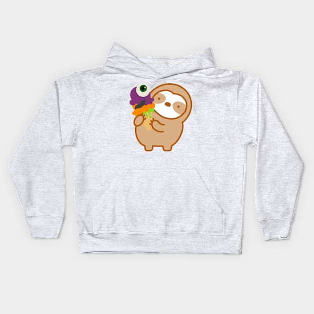 Cute Halloween Eye Scream Ice Cream Sloth Kids Hoodie by theslothinme